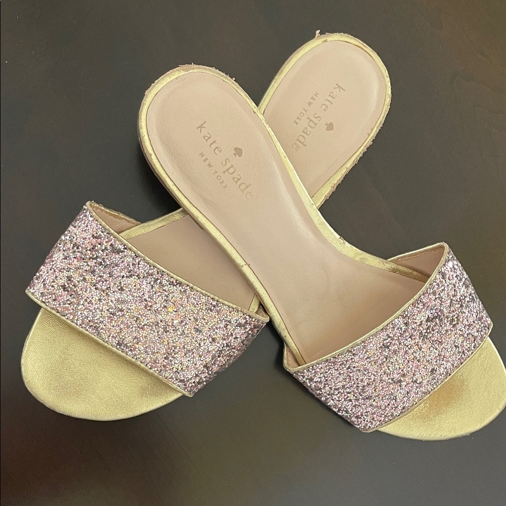 Kate Spade Glittery Pink and Gold Sandals